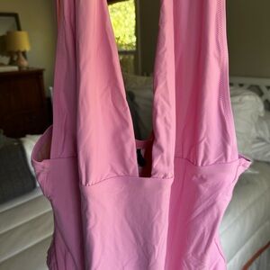 J Crew Pink Plunge One Piece Swimsuit